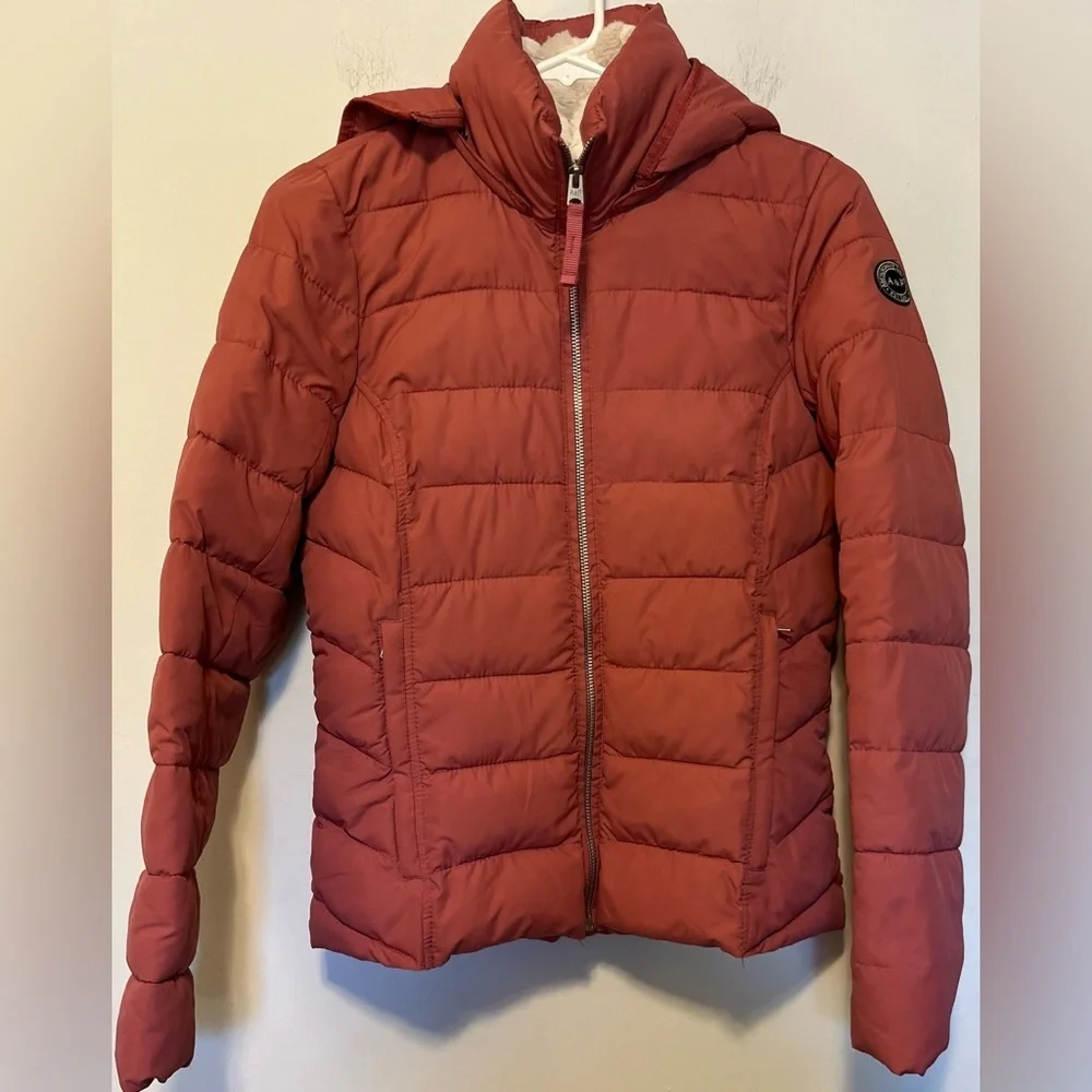 Abercrombie & Fitch Packable Puffer Coat Women Small Pink Removable Hood - Picture 2 of 6